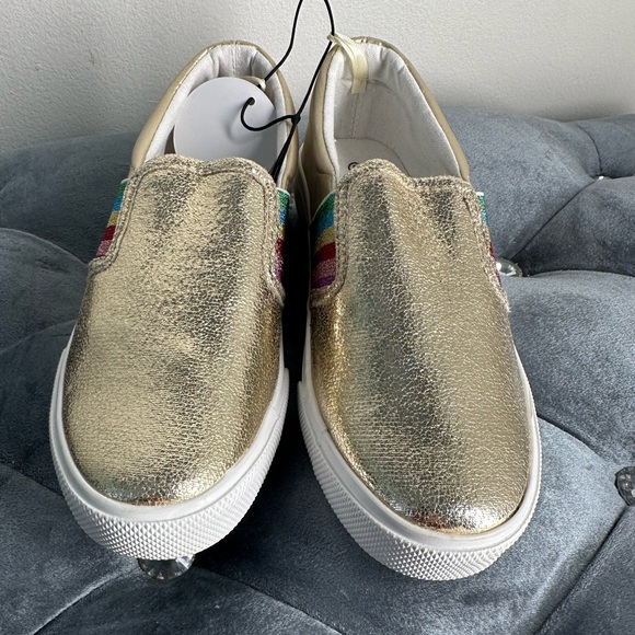 Chaussures pour filles enfants colleurs or avec arc en iel sur les côtés - Picture 5 of 7